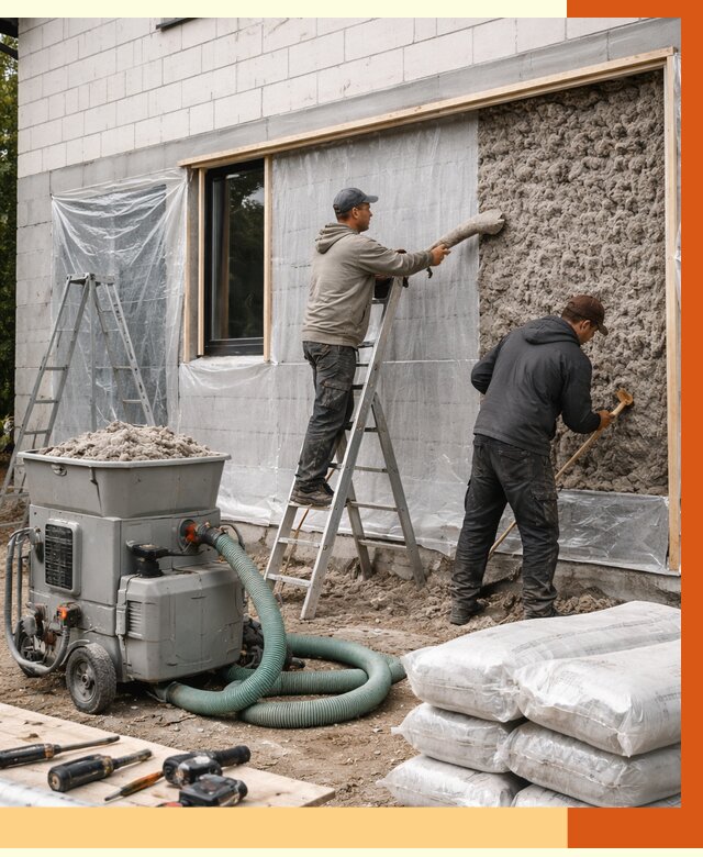 Утепление дома из газобетона эковатой в Георгиевске от 4638 руб./м2 | ТепломастерГрг